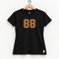 Orso 88 — feminina, camiseta preta, número marrom