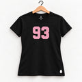 Orso 93 — feminina, camiseta preta, número rosa