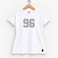Orso 96 — feminina, camiseta branca, número cinza
